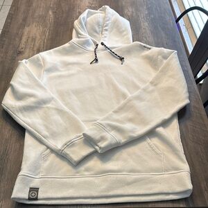 White Hooded Fleece Sweater with Quarter-Zip